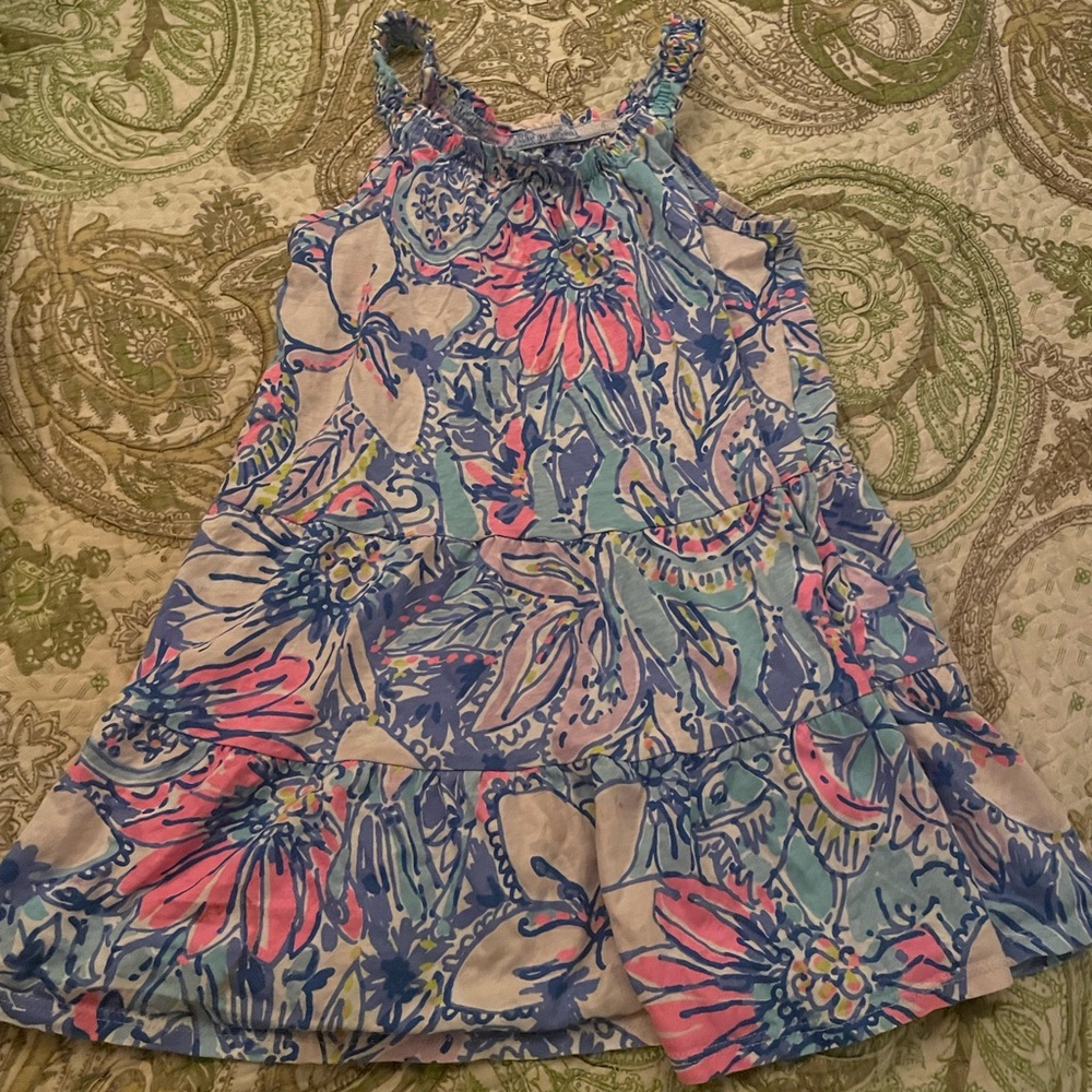 Lilly Pulitzer Floral Sleeveless Dress in Blue and Pink SIZE: M